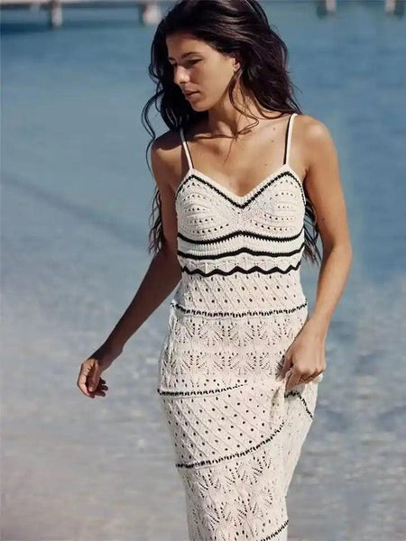 Matsel Luxe Soft Knit Dress In White - front shot on model, cream - Miss Mosa By Akanksha