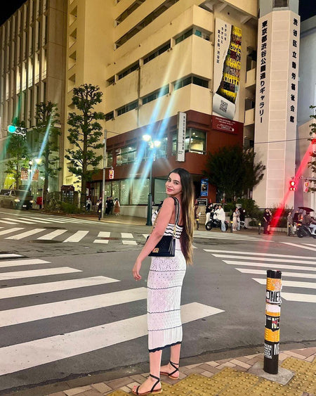 Matsel Luxe Soft Knit Dress In White - back shot on model, white - Miss Mosa By Akanksha