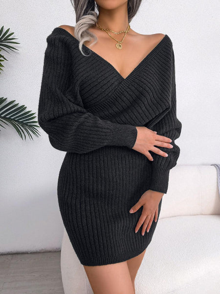 Matsel Winter Knitted Dress - front shot on model, black - Miss Mosa By Akanksha