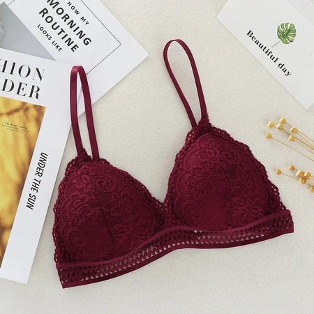 Matsely Lace Bralette - flat-lay product shot, red - Miss Mosa By Akanksha