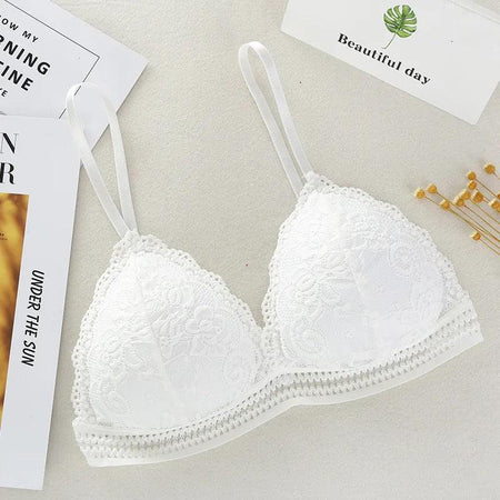 Matsely Lace Bralette - flat-lay product shot, white - Miss Mosa By Akanksha
