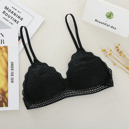 Matsely Lace Bralette - flat-lay product shot, black - Miss Mosa By Akanksha