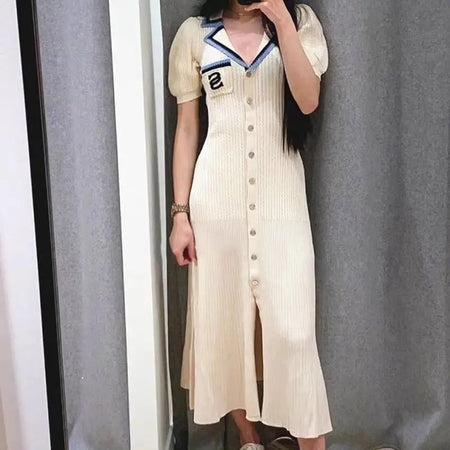 Mave Soft Knit Dress in Beige - mirror selfie shot on model, beige - Miss Mosa By Akanksha