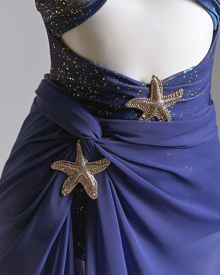 Mavis Cutout Swimsuit With Skirt - close-up shot, navy blue - Miss Mosa By Akanksha