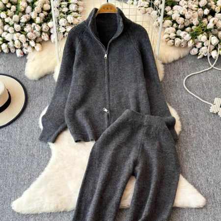 Maxim Premium Winter Coord Set - flat-lay product shot, dark grey - Miss Mosa By Akanksha