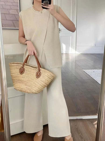 Maxine Coord Set - full-length shot on model, beige - Miss Mosa By Akanksha