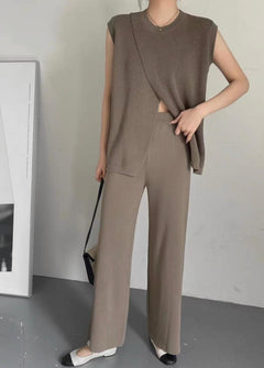Maxine Coord Set - full-length shot on model, brown - Miss Mosa By Akanksha