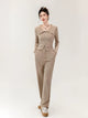Maya Comfortable Winter Premium Trackset - full-length front shot on model, beige - Miss Mosa By Akanksha