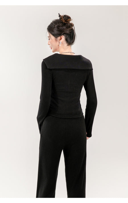 Maya Comfortable Winter Premium Trackset - back shot on model, black - Miss Mosa By Akanksha