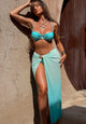 Maysa 2 Pcs Swimsuit With Skirt - full-length front shot on model, turquoise ombre - Miss Mosa By Akanksha