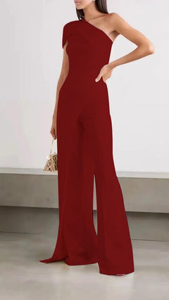 Meghan Statement Jumpsuit in White - side shot on model, red - Miss Mosa By Akanksha