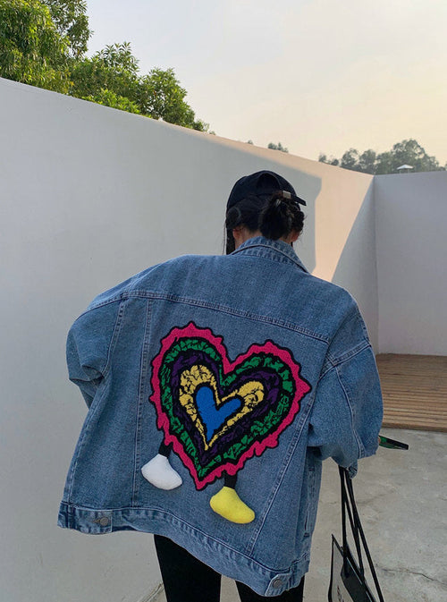 Melanie Embroidered Oversized Denim Jacket