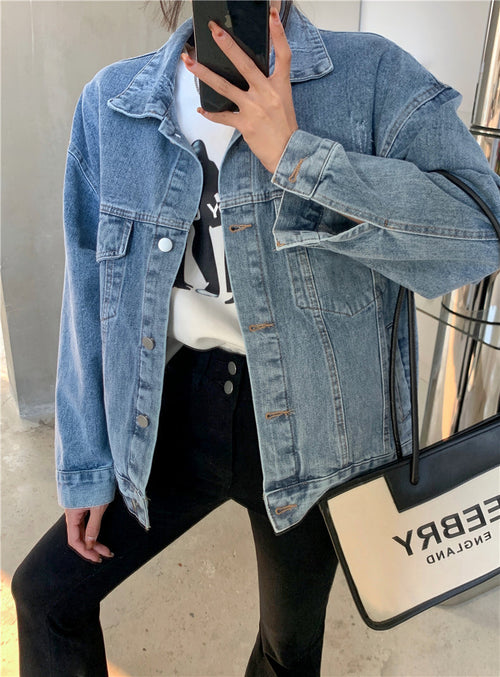 Melanie Embroidered Oversized Denim Jacket
