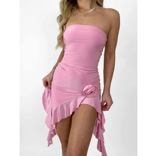 Melanie Rosette Offshoulder Dress In Pink
