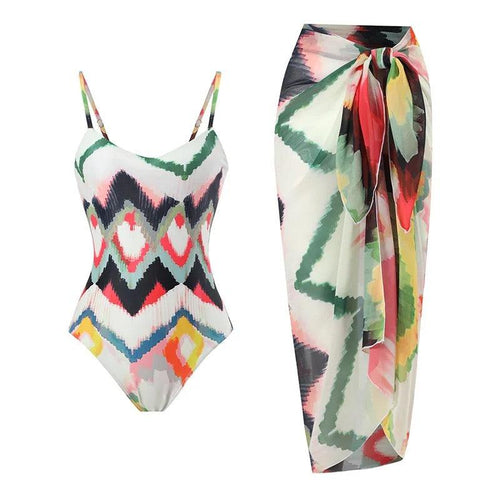Mellisa swimsuit with Wrap skirt In Multicolor