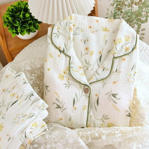 Melly Floral Cotton Nightsuits In Off-White