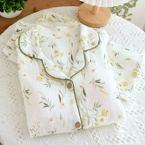 Melly Floral Cotton Nightsuits In Off-White