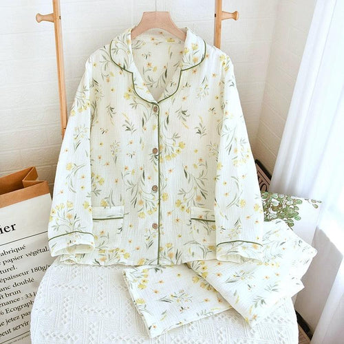 Melly Floral Cotton Nightsuits In Off-White