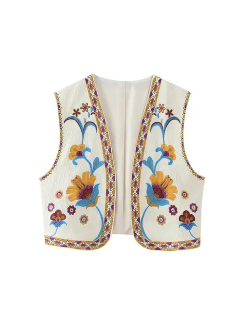 Mera Statement Vest Top In Beige