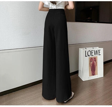 Meraki Wide Leg High Waist Pants - back shot on model, black - Miss Mosa By Akanksha