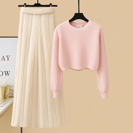 Meraki Woolen Coord Set - styled flat-lay shot, pink - Miss Mosa By Akanksha