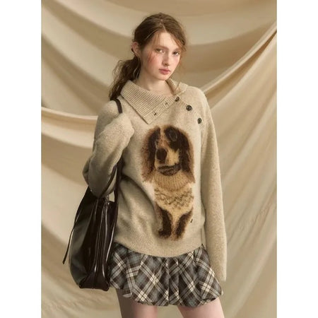Merve Boo Fur Sweater - front shot on model, off-white - Miss Mosa By Akanksha