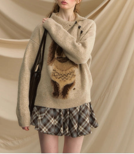 Merve Boo Fur Sweater - front shot on model, off-white - Miss Mosa By Akanksha