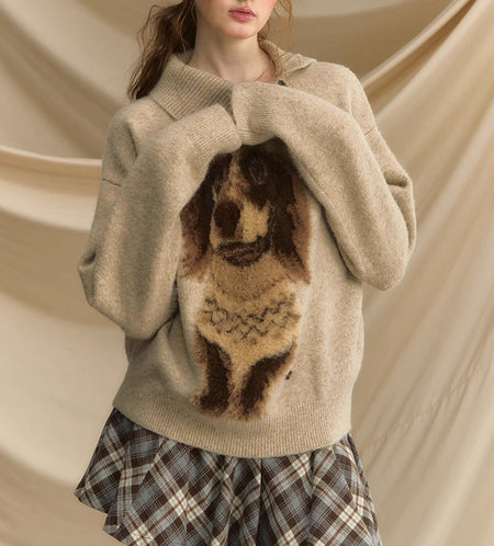 Merve Boo Fur Sweater - front shot on model, off-white - Miss Mosa By Akanksha
