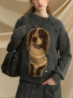 Merve Boo Fur Sweater - front shot on model, off-white - Miss Mosa By Akanksha
