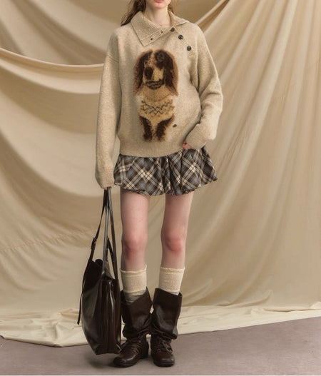 Merve Boo Fur Sweater - full-length shot on model, off-white - Miss Mosa By Akanksha