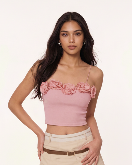 Mexico Rose Padded Top - front shot, pink - Miss Mosa By Akanksha