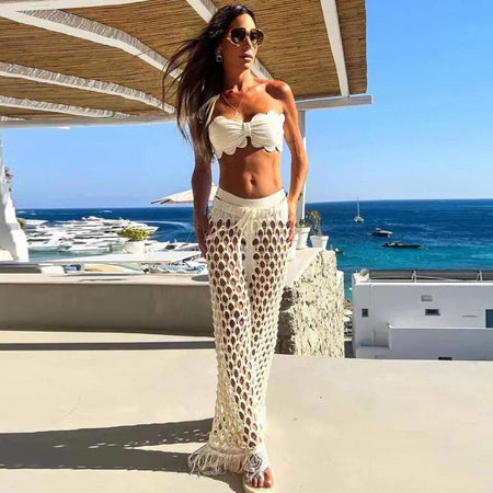 Mexico Summer 3 Pc Resortwear - front shot on model, white - Miss Mosa By Akanksha
