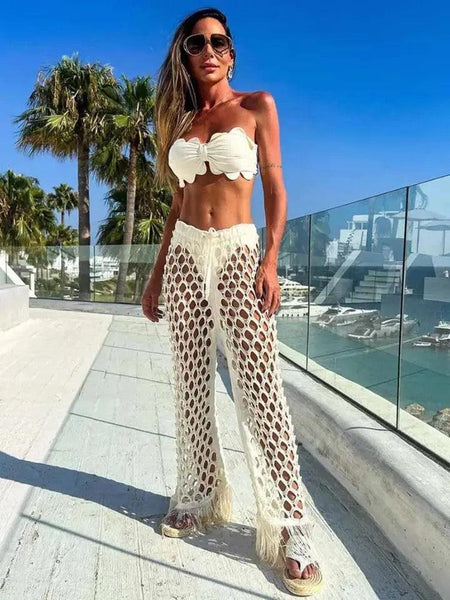 Mexico Summer 3 Pc Resortwear - front shot on model, white - Miss Mosa By Akanksha