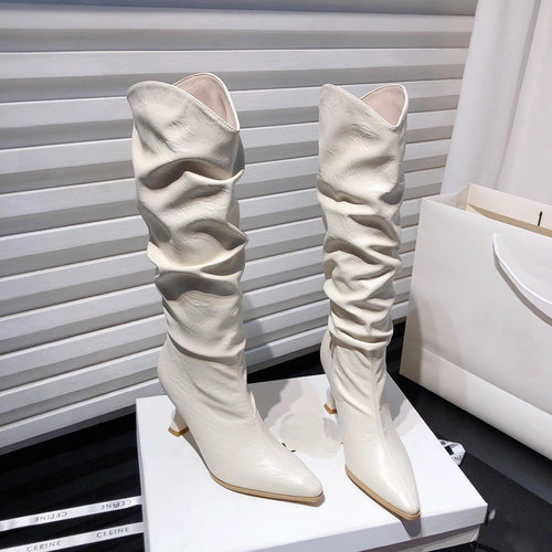 Miela Knee High Pointed Leather Boots