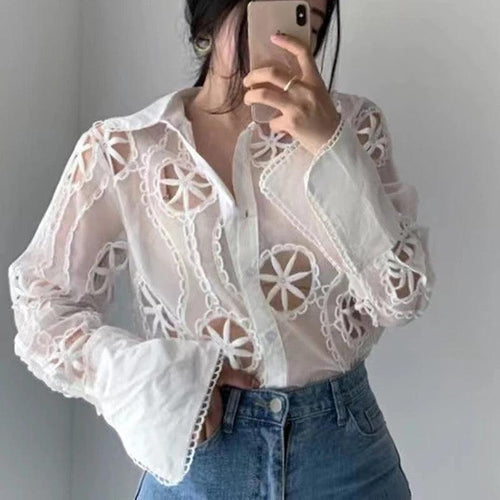 Milan Eyelet Blouse In White