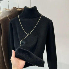 Milano Fleece Lined Turtleneck Sweater - flat-lay product shot, black - Miss Mosa By Akanksha