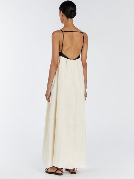 Milla Summer Holiday Midi Dress In Ivory - back shot on model - Miss Mosa By Akanksha