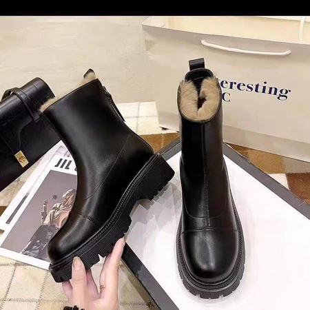 Mindy Fur Ankle Chelsea Boots - flat-lay product shot of two boots, black - Miss Mosa By Akanksha