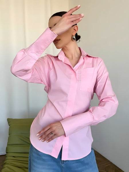 Mindy Statement Formal Shirt In Pink - front shot on model - Miss Mosa By Akanksha