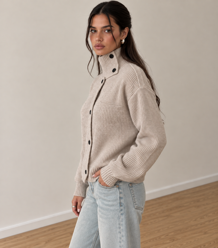 Berkley Soft High Neck Cardigan