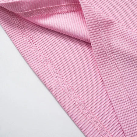 Miro Summer Top - close-up of ribbed fabric, pink - Miss Mosa By Akanksha