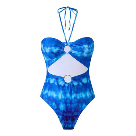 Mist Swimsuit With Coverup In Blue - flat-lay product shot of swimsuit - Miss Mosa By Akanksha