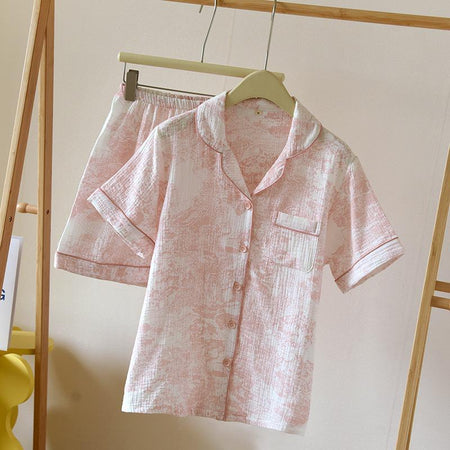 Mista Cotton Nightsuit In Pink - front flat-lay product shot on hanger - Miss Mosa By Akanksha