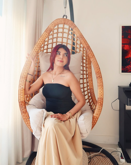 Miya Drop Waist Dress in Beige - lifestyle shot on model, beige - Miss Mosa By Akanksha