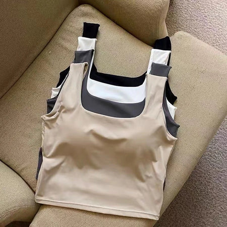 Mona Tank Tops with Inbuilt Bra - styled flat-lay shot, multicolour - Miss Mosa By Akanksha