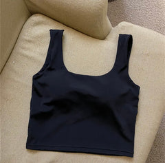 Mona Tank Tops with Inbuilt Bra - flat-lay product shot, black - Miss Mosa By Akanksha
