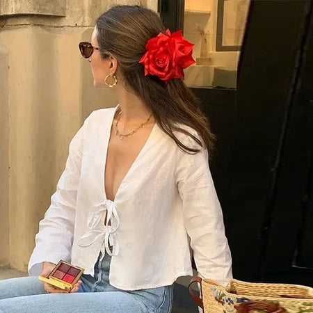 Moso Statement Vest Knot Summer Tops - lifestyle shot on model, white - Miss Mosa By Akanksha