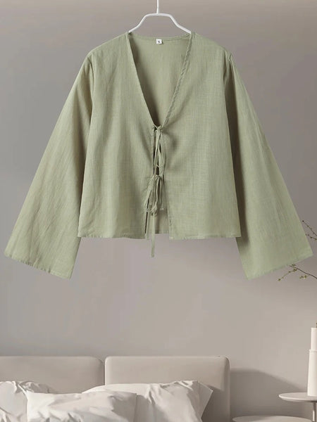 Moso Statement Vest Knot Summer Tops - hanging product shot, green - Miss Mosa By Akanksha