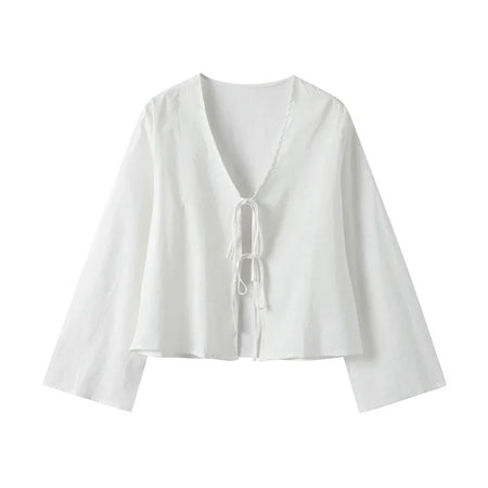 Moso Statement Vest Knot Summer Tops - flat-lay product shot, white - Miss Mosa By Akanksha