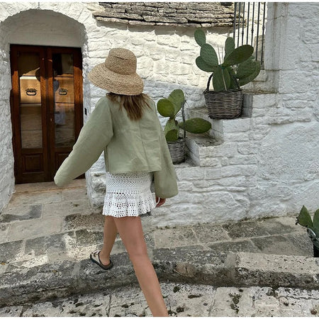 Moso Statement Vest Knot Summer Tops - back shot on model, green - Miss Mosa By Akanksha